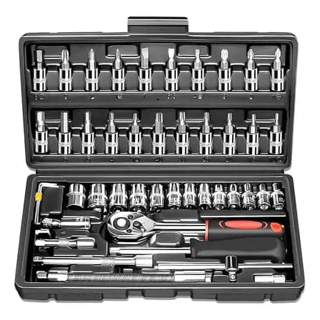 Remate Juego De Herramientas Mecánicas Manuales Mecanico Dado 46 Pieces Color Negro