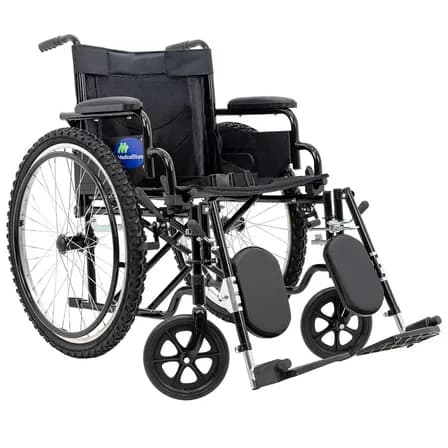 Silla De Ruedas Plegable Neumática Todoterreno Elevapiernas Desmontables Cinturón De Seguridad Acero Resistente Color Negro