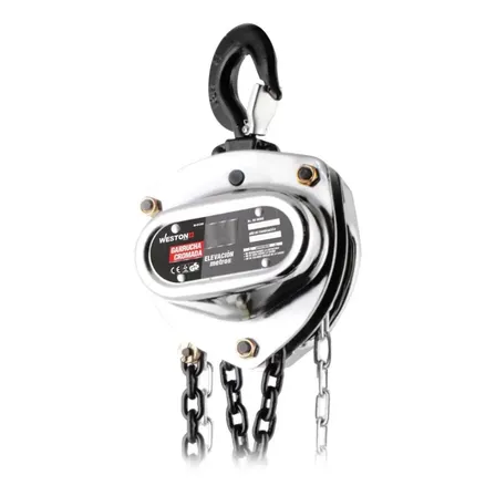Garrucha Cadena Cromada Weston 1t Capacidad Elevación 6m