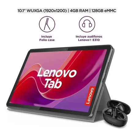 Tablet Lenovo Tab 10,1 4gb + 128gb + Foliocase + Audifonos Gris