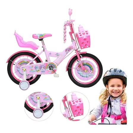 Bicicletas Para Niño De Ajustable R 12 Con Ruedas Auxiliares Multicolor