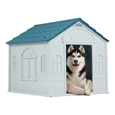 Casa Armable Para Mascota Resistente Raza Grande Y Mediana Poli Pets Pp-cmlbLG Color Blanco Elegante