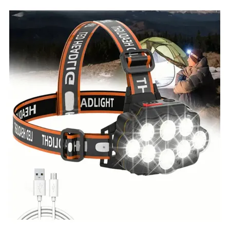 Lampara De Cabeza Rechargable Minera Con Luz Trasera 8 Modos,linternas Recargables Cabeza,con Zoom, Resistente Al Agua Ipx7, Linterna Frontal De Casco Para Correr, Acampar, Exteriores,10h Duración