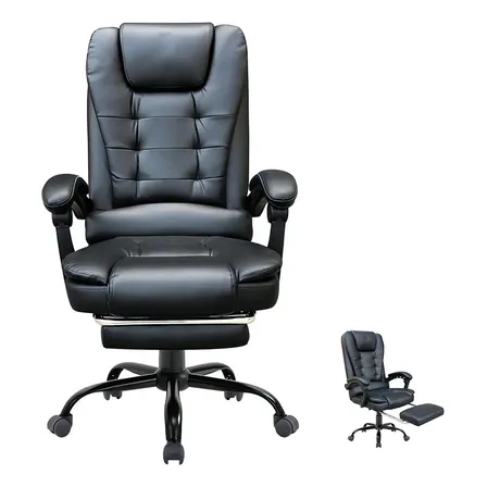 Silla Ejecutiva Ergonómica Resee Negra Pros0228 Reclinable Con Ruedas Negro Cuero Sintético