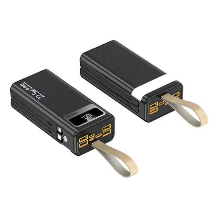 Power Bank Batería Portátil 38600mah Pd22.5w/3a Carga Rápida Hyboer Dx203 Con Tipo C/lt Cable,7 Puertos De Salida Y 2 De... Negro