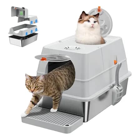 Arenero Para Gato Grande Acero Inoxidable Anti-derramamiento