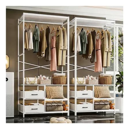 Kixtla Rack Armable Ropa Organizador Closet Ganchos Hogar Guardaro Blanco