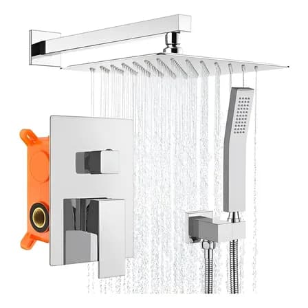 Grifo De Ducha Plateado Brillante De 30 Cm X 30 Cm Con Rocia