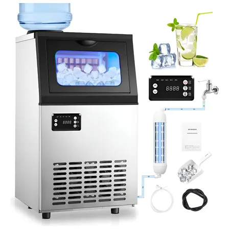 Máquina Para Hacer Hielo, 35kg/24 Horas Maquina Para Hacer Hielo Industrial + Filtros De Agua (2 Modos,hielo De Agua Del Grifo Y Hielo De Agua Embotellada) Gris