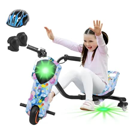 Honeywhale Triciclo Eléctrico Para Niños Montable Bluetooth Giro De 360 Con Luz Led Y Musica Honey Whale Mz-008 Rosa Y Azul