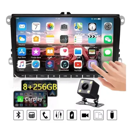 Auto Estéreo Android 15 8+256 Gb Bora Golf Jetta Mk6 Vw 9 Pulgadas Hd Ips Pantalla Con Inalámbrico Carplay Android Auto Mirror Link Dvr Bluetooth Fm Y Cámara Color Negro