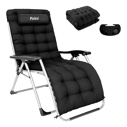 Silla Plegable Camastro Ajustable Con Colchon Picksi Color Negro