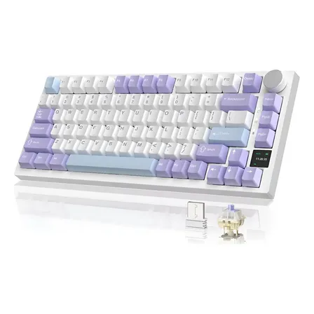 Teclado Ajazz Ak820 Pro Purple 75% - Gift Switch Switch Blanco Inglés Internacional