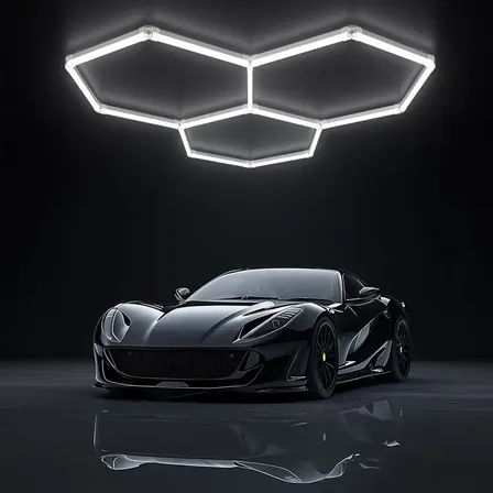 Luz Led Hexagonal 3 Luces De Lamparas De Taller, Showroom Blanco