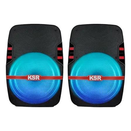 Pack 2 Bafles 15  Pulgadas Kaiser 25,000 W Pmpo Recargables Bocina Para Fiesta Potente Pak-9015 Negro