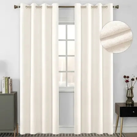 Cortinas Blackout Para Ventanas, Sala, Recamara, Lino, 2 Paneles 270x215cm, Aislamiento Térmico Y Reducción De Ruido, Tela Impermeable Crema