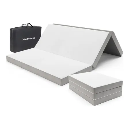 Colchón Colchoneta Plegable Matrimonial Para Visitas O Acampar De Espuma Con Maleta Color Blanco Colordreams