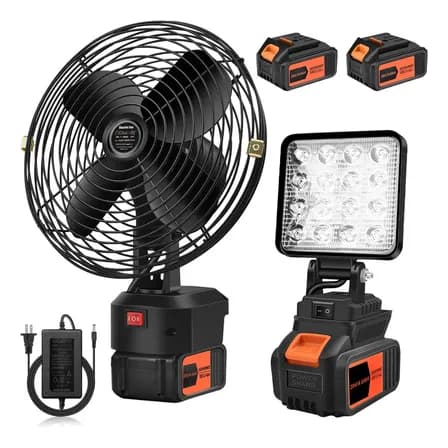 Goxawee Ventilador Portátil Inalámbrico Ventiladores Piso Recargable 1800 Rpm -2400 Rpm 2 Baterías Se Puede Utilizar En Almacenes, Oficinas, Camping Al Aire Libre