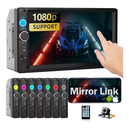 Auto Estéreo 2din 7 Pulgadas Mp5 Táctil Mirrorlink Audio Vehiculos Estereo De Pantalla Con Bluetooth Fm Usb Aux Y Cámara Para Carro Reproductor Multimedia Auto Essgoo Negro