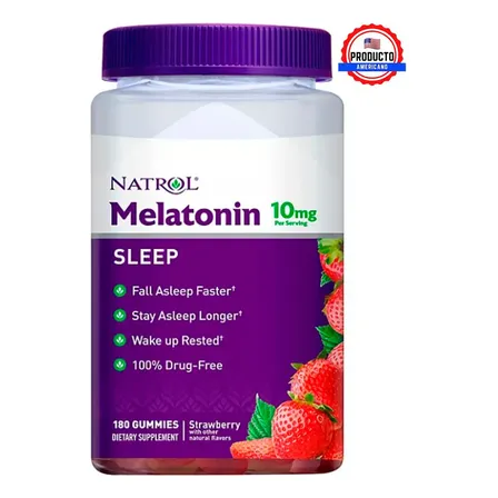Melatonina Natrol 10 Mg Tamaño Extra Grande | 180 Gomitas, Te Ayuda A Dormir Más Rápido, Permanecer Dormido Más Tiempo Y... Fresa