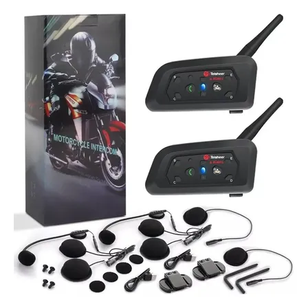 Intercomunicador Motocicleta Para Casco Bluetooth 2pcs, Ip65 Yabely Negro