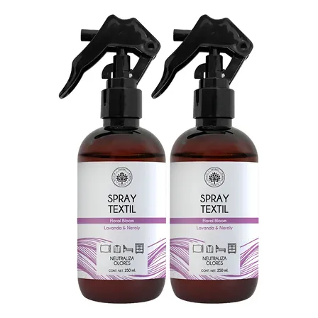 Duo Spray Textil Floral Bloom | Aromatiza Sin Dejar Manchas En La Ropa | Uso En Sábanas, Cortinas, Coche, Y Más|facilita El Planchado De Tu Ropa | Con Aceite Esencial Lavanda Y Neroly | 250ml Árbora