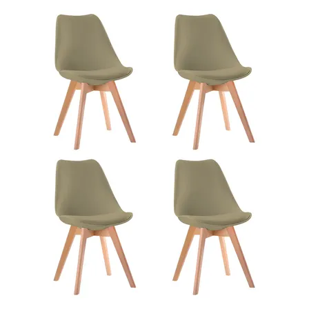 Silla De Comedor Linium Tulip Con Estructura Color Madera Y Asiento Moka X 4 Unidades Curpiel