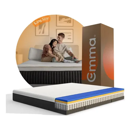 Colchón Emma Hybrid King Size | Memory Foam & Resortes Color Blanco
