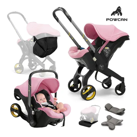 Carriola Para Bebé Powcan Carriola Plegable Sistema De Viaje Carriola Para Bebé 4 En 1 Convertible En Asiento De Seguridad Para Automóvil Con Bolsa Color Rosa Rosa Chicle