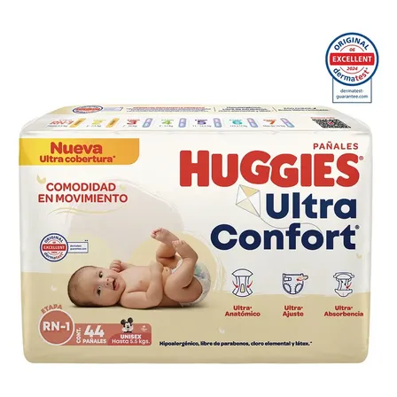 Pañales Huggies Ultraconfort Recién Nacido Unisex 44 Piezas
