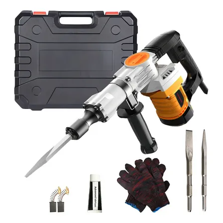 Lyakixazy Martillo Demoledor Rompedor Trituradora Concreto 2400w 110v, Martillo Demolición Cincelador 10j Con Estuche... Negro