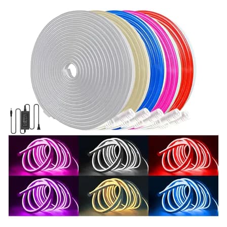 Tiras De Leds Luz Luces Neón Flexible Manguera Con Fuente 5m