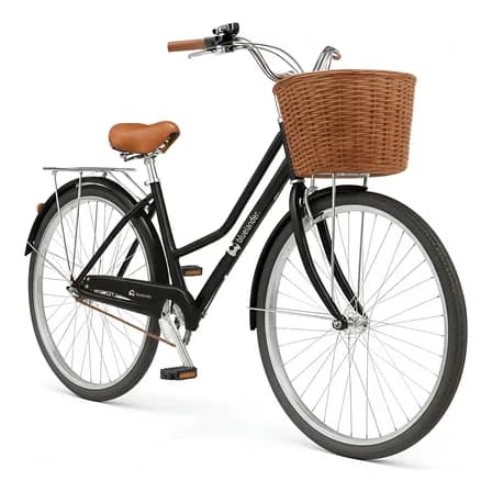 Bluelander Bicicleta Paseo Bicicleta Urbana Rodada 26 Con Canasta Color Negro