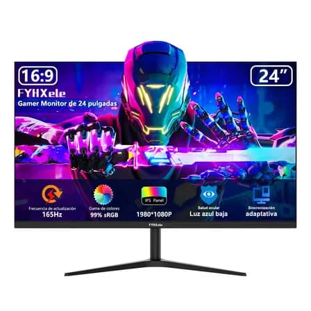 Monitor Gamer 24 Pulgadas Ips 165hz 1ms, Full Hd, Compatible Con Freesync Y G-sync, Conexiones Dp Y Hdmi Negro