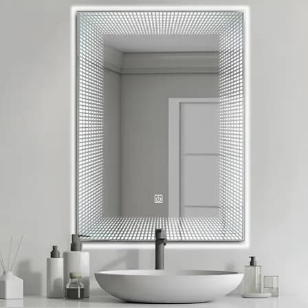 Espejo 3d Luz Led Pared Cambio 3 Luces Tocador Baño Touch Rectangular Infiniti Rectangular 3d Infiniti
