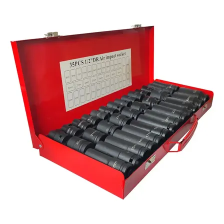 Geekr 35 Piezas Juego De Dados De Impacto Cr-mo 1/2 8-32 Métricos Profundos