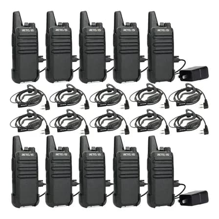 10 Radios Wokitokis Walkie Talkie Largo Alcance Recargable,mini Radio De Comunicacion Pequeño Y Portátil,con Audífonos... Uhf Negro
