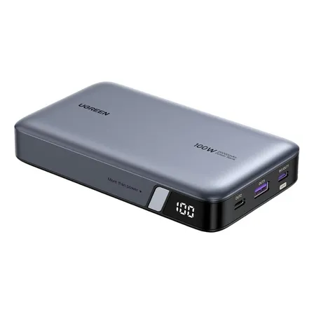 Power Bank Ugreen 20,000 Mah De 100w Con Pantalla Digital Gris