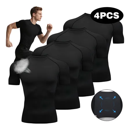 4pz Playera Licra Ropa Deportiva Hombre Compresión Manga Gym
