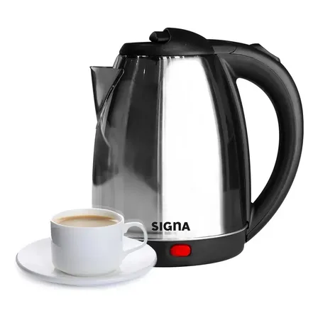Hervidor Eléctrico Tetera Para Calentar Agua Jarra Cafetera Eléctrica Acero Inox 1.8 Litros Plateado Signa