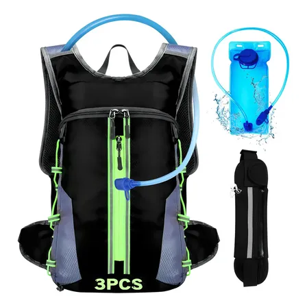 Nuhexry Mochila De Ciclismo De Viaje De Capacidad Extra Grande + Bolsa De Agua De 2 Litros Con Pajita + Riñonera De Ciclismo Adecuada Para Viajes De Aventura De Camping Al Aire Libre (verde)