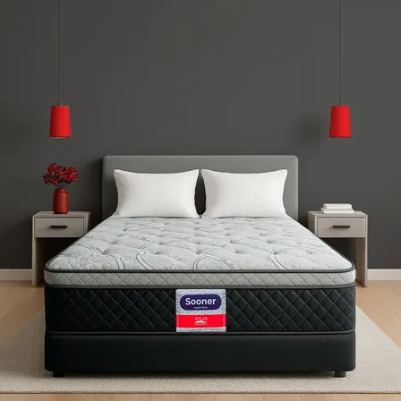 Colchón Matrimonial Ortopédico Atlas + 2 Almohadas Peach Feel | Colchón Hipoalergénico Y Anti Ácaros | Firmeza Media | Altura 26 Cm Negro