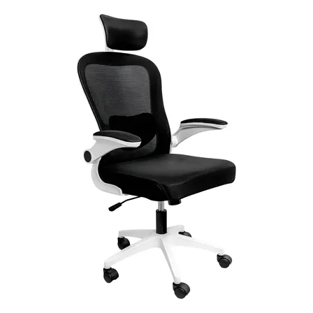 Silla Ejecutiva Ergonomica De Oficina Con Ruedas Giratorias 360º Altura Ajustable Reclinable Silla Mesh De Malla Soporte Lumbar Fijo Color Negro