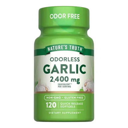 Nature's Truth Suplemento Alho 2400mg Sin Olor 120 Cápsulas Veganas Sin Sabor