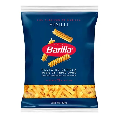 Pasta De Sémola De Trigo Fusilli En Empaque De 800g Barilla