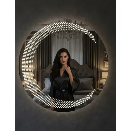 Espejo Luz Led De Pared Tocador Baño Touch Cambio 3 Luces Circular Luna 3d