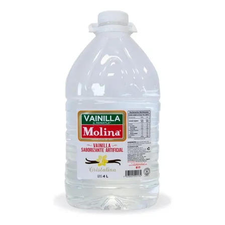 Vainilla Molina Cristalina De 4 Litros | 1 Galón | Transparente | Saborizante Artificial | Sin Azúcar | Vainilla Líquida | Kosher | Para Repostería | Postres Y Bebidas Para Preservar Sus Colores