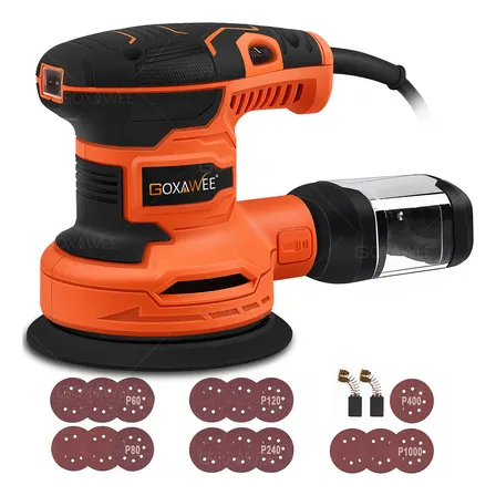 Goxawee® Lijadora Orbital 6 Velocidades, Lijadora De Palma Con 16 Hojas De Lija, Ideal Para Carpintería Y Lijadocalibradora Madera Electrica De 14000 Rpm Con Naranja 60 Hz