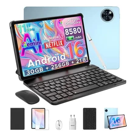 Doogee U11 Pro Tabletas Android 16 30 Gb Ram+256gb Rom 8580mah 11 Pulgadas Wifi Bluetooth Gemini Ai Color Azul Teclado Funda Mouse