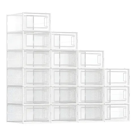 Cajas De Zapatos Songmics Juego X 18 Plegables Color Transparente/blanco